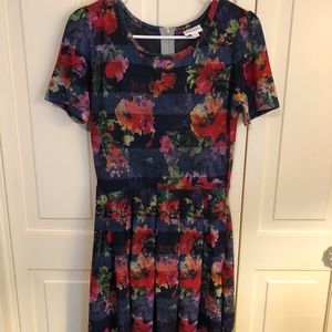 Lularoe Amelia Small Stripes & Flowers Like New